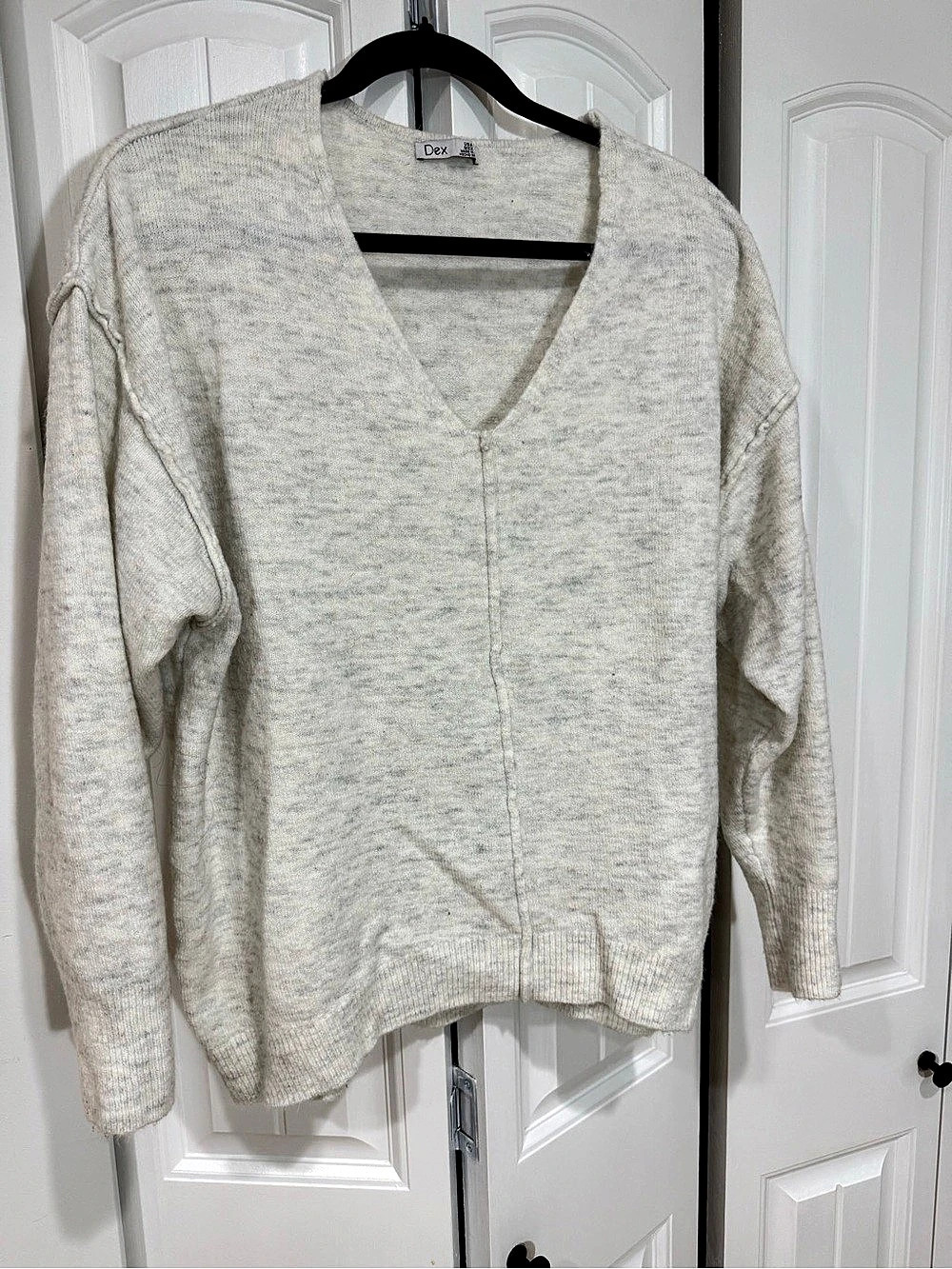 Dex V-Neck Knit Sweater Cream